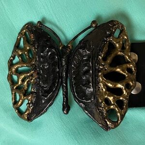 Vintage Black and Gold Butterfly Buckle Belt